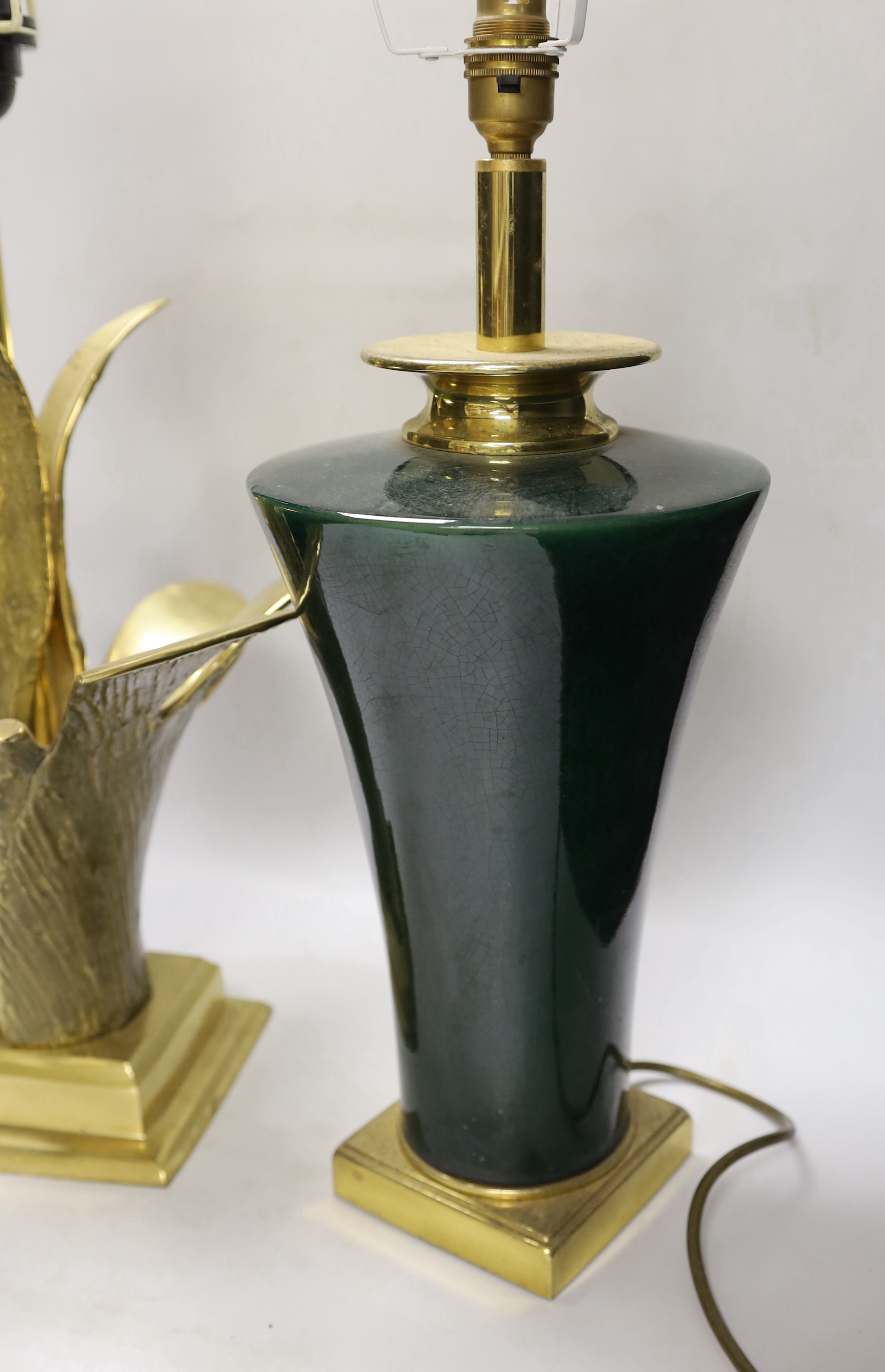 A contemporary bronze ‘Lily’ table lamp and one other